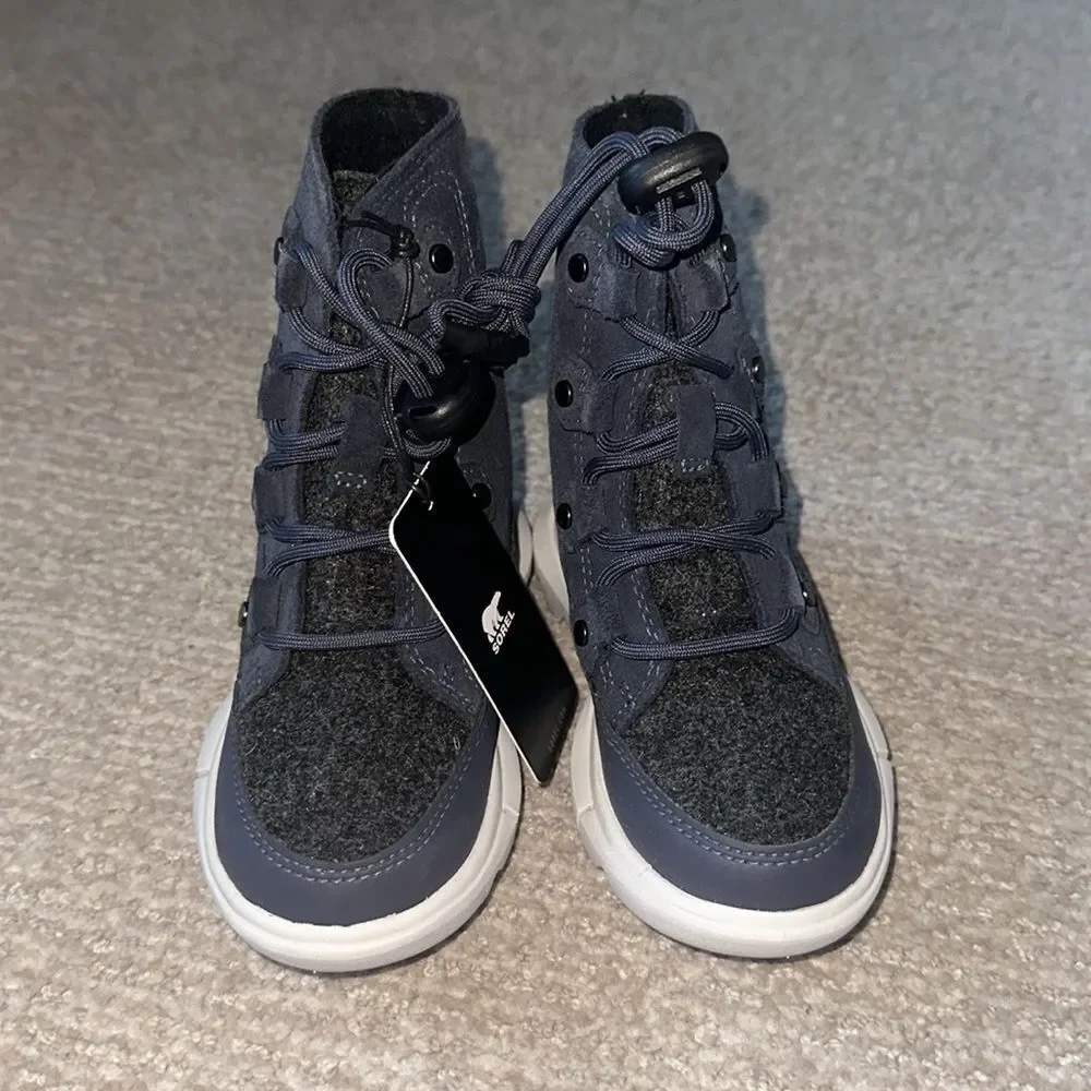 SOREL Kids' Explorer Waterproof Lace-Up Boot Blue India Ink/Moonstone Size 11